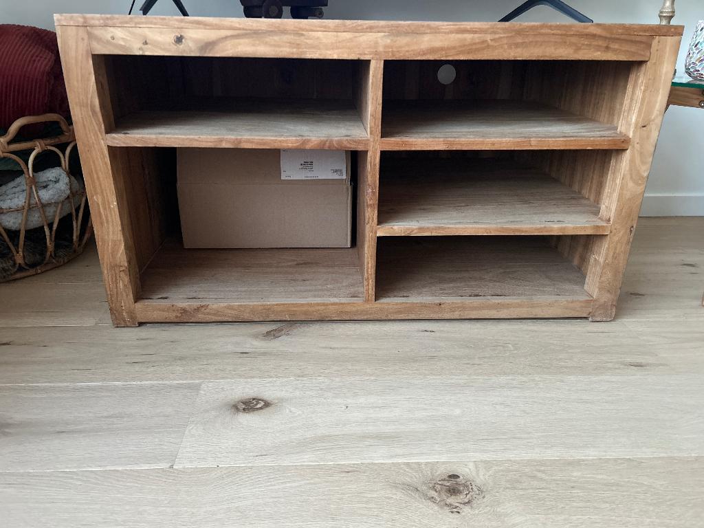 Mooi tv meubel, Teck, Moins de 100 cm, Comme neuf, 100 à 150 cm
