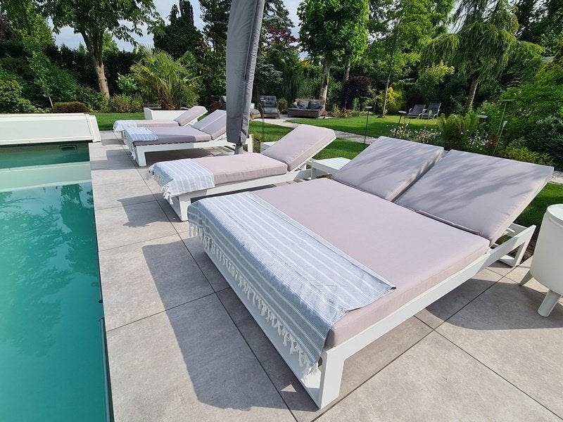 Luxe aluminium ligbedden ook dubbele, Tuin en Terras, Ophalen of Verzenden, Nieuw