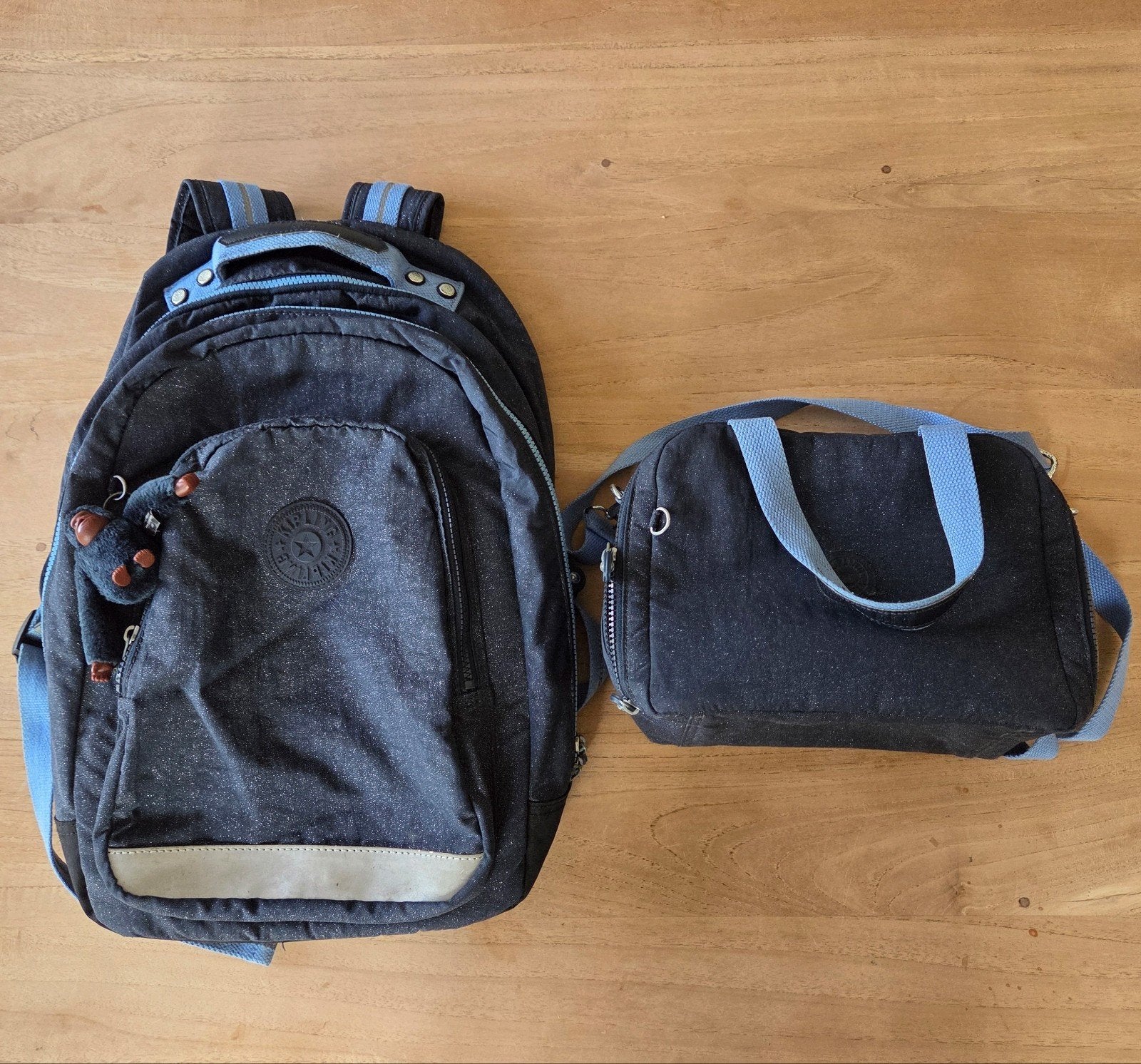 Kipling sac à dos + sac à lunch, Enlèvement, Utilisé, Bleu, Sac à dos