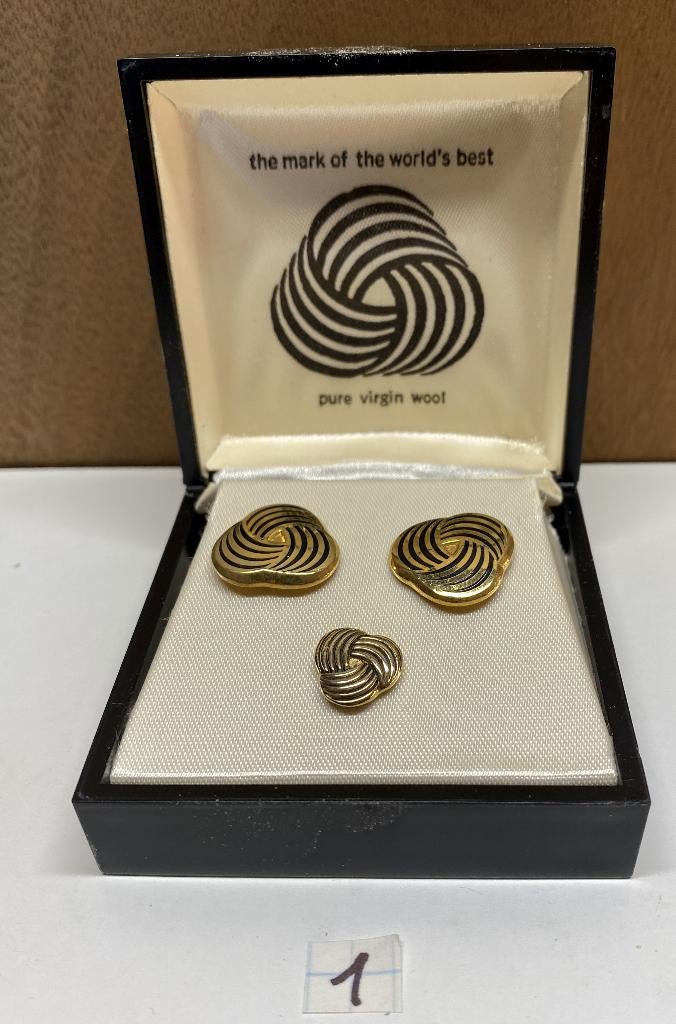 Lot Woolmark: Boutons de manchette, barrettes et épingles, Enlèvement ou Envoi, Comme neuf, Or, Doré