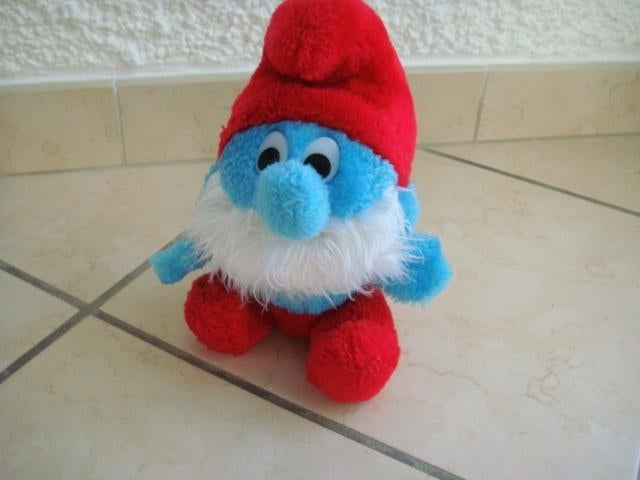 Peluche Schtroumpf. Ancienne : 21cm, Collections, Schtroumpfs, Comme neuf, Poupée, Figurine ou Peluche, Grand Schtroumpf, Enlèvement ou Envoi