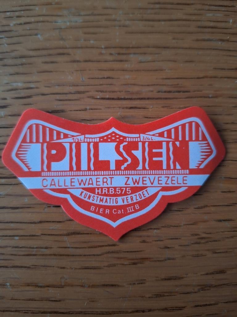 Oud bieretiket brouwerij Callewaert Zwevezele Pilsen, Ophalen of Verzenden, Zo goed als nieuw