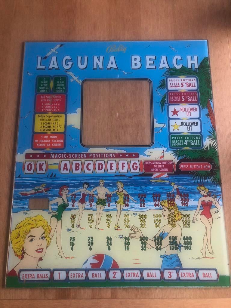 Flipper Backglass Laguna Beach (Chris Dade, 1960), Collections, Machines | Machines à sous, Enlèvement, Utilisé