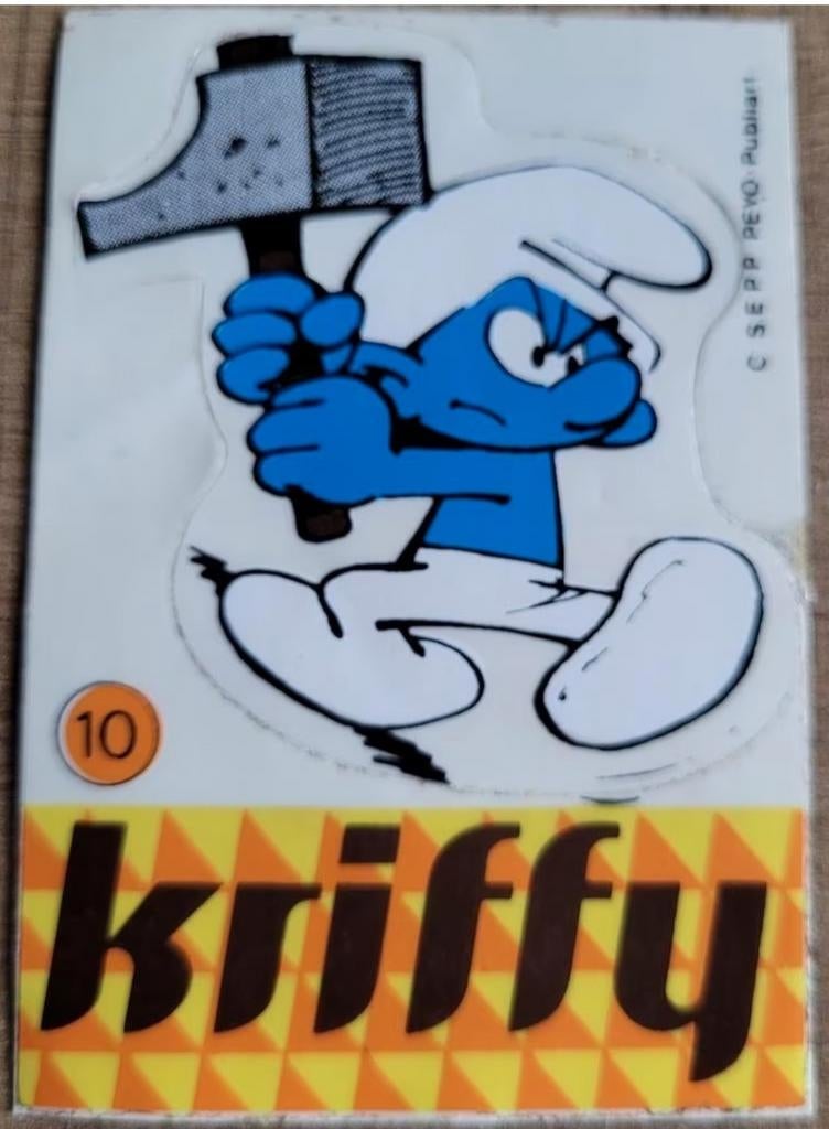 Oude sticker: Het Olympsmurf-stadion, Collections, Enlèvement ou Envoi, Schtroumpfs, Utilisé, Image, Affiche ou Autocollant