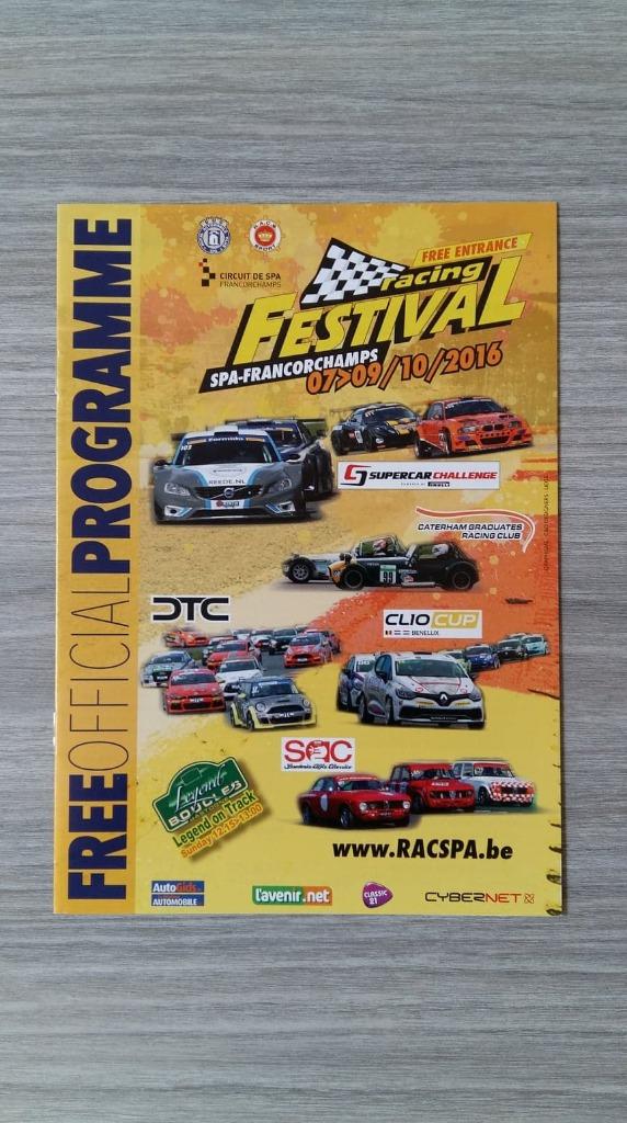 Racing Festival 2016 Spa-Francorchamps - Official Programme, Boeken, Ophalen of Verzenden, Zo goed als nieuw