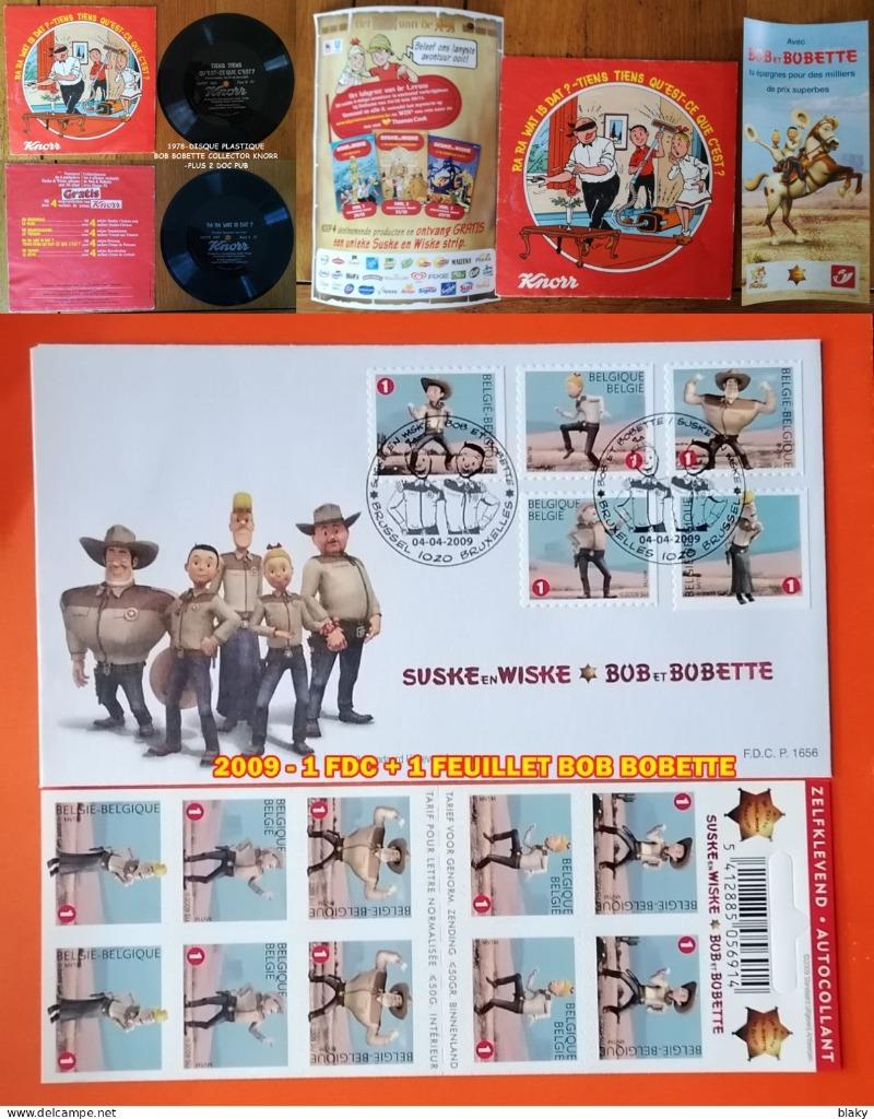 2009 - 1 FDC + 1 FEUILLET+ 1 disque bob bobette, Non oblitéré, Enfants, Timbre-poste, Autocollant