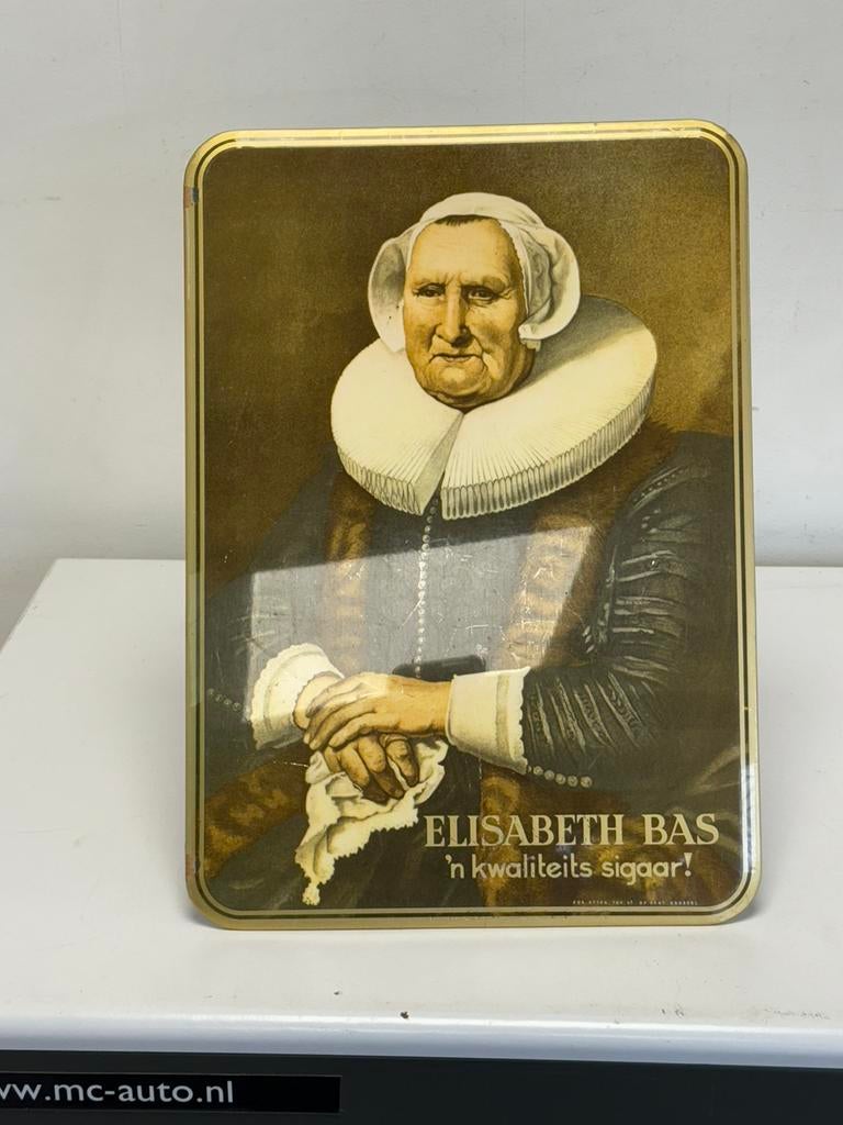 Elisabeth Bas sigaren reclamebord, Verzamelen, Ophalen of Verzenden, Gebruikt, Reclamebord