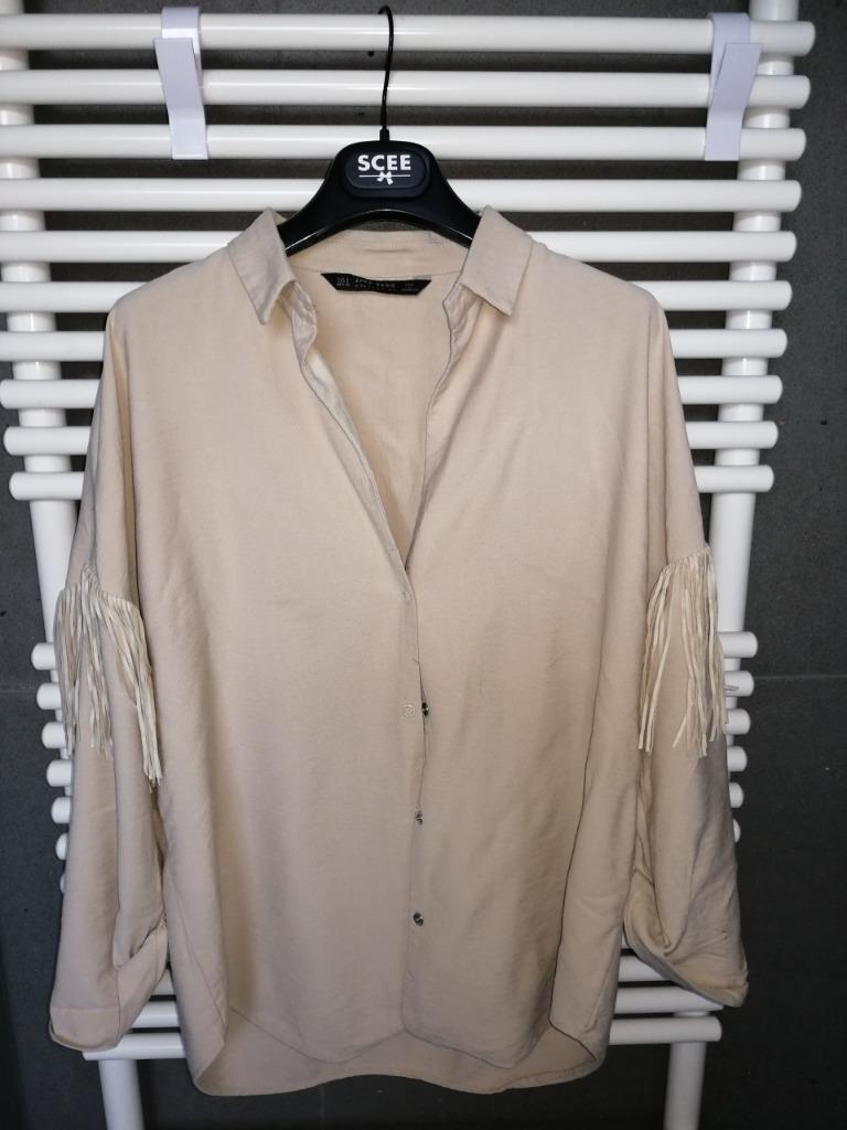 hemd vestje met franjes kwastjes cowboy stijl ZARA maat S, Beige, Ophalen of Verzenden, Zo goed als nieuw, Jasje