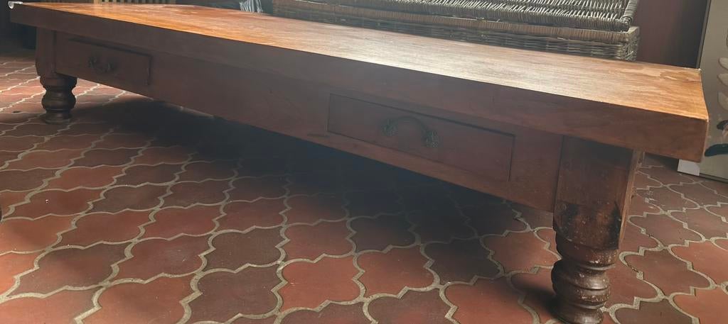 Table basse bois massif, 150 à 200 cm, Moins de 50 cm, Enlèvement, Utilisé