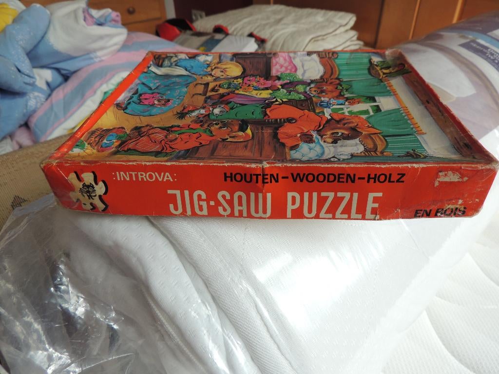 vintage houten JIGSAW puzzel, Ophalen, Gebruikt, 10 tot 50 stukjes, Van hout