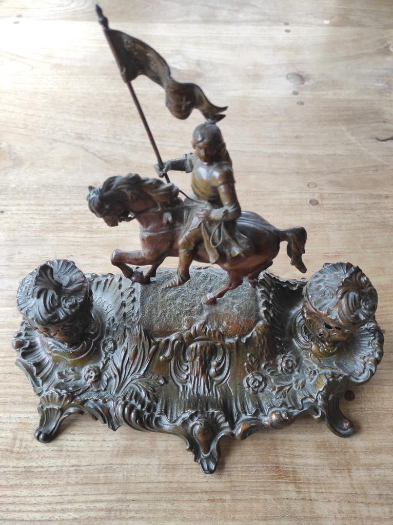 Jeanne d'arc bossu inktpotten brons, Antiek en Kunst, Ophalen, Brons