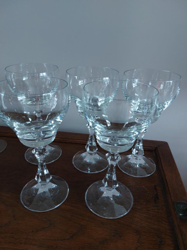 Schott Zwiesel 5 wijnglazen Lido kristal 17,5cm facetgeslepe, Antiek en Kunst, Antiek | Glaswerk en Kristal, Ophalen of Verzenden
