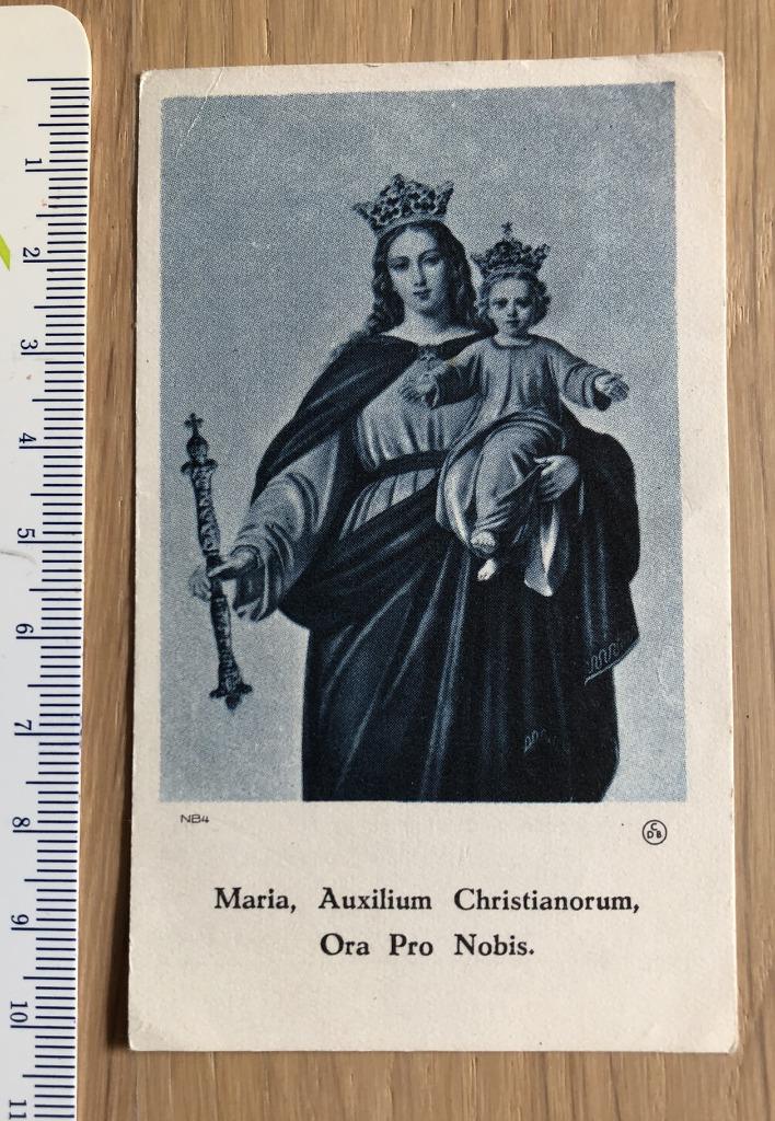 Noveenprentje Maria Auxilium Christianorum - blauwe kleur, Verzamelen, Religie, Ophalen of Verzenden, Gebruikt, Kaart of Prent