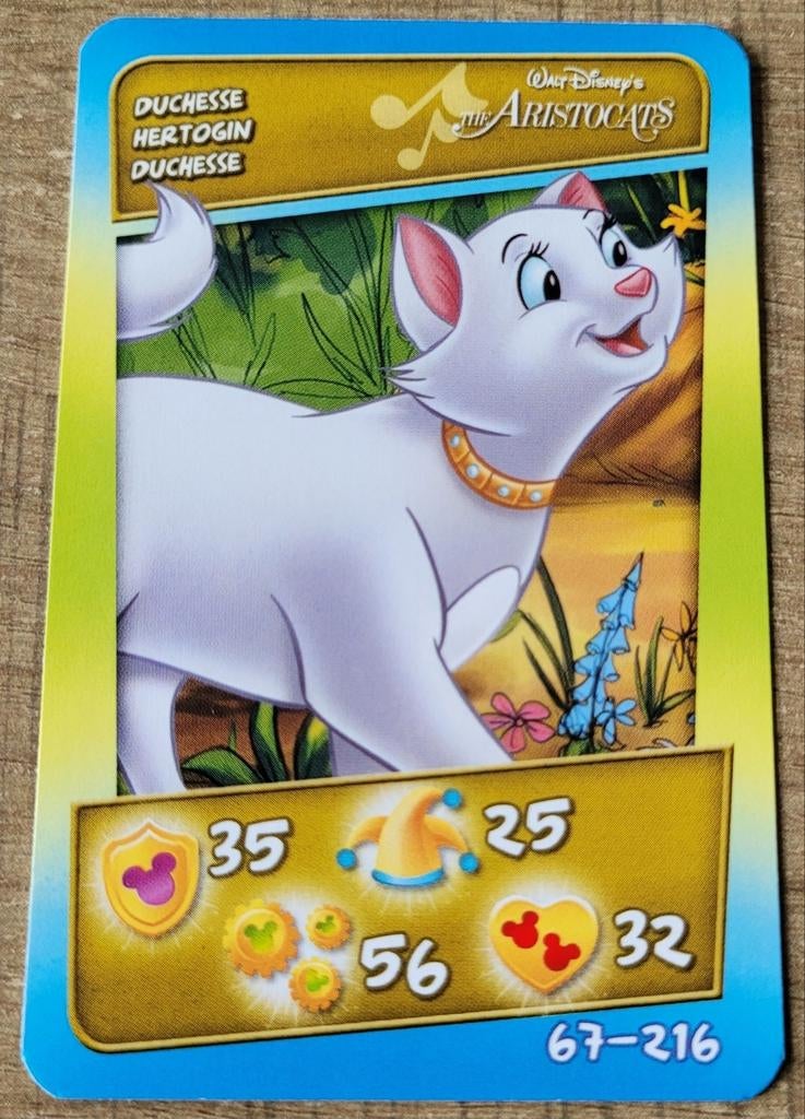 Verzamelkaart: De Aristokatten (Disney), Ophalen of Verzenden, Overige figuren, Zo goed als nieuw, Plaatje of Poster