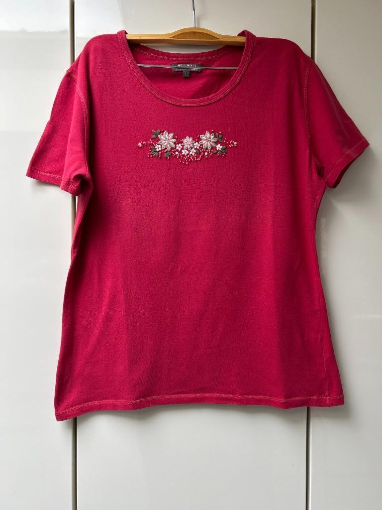 Russo & Conti roze T-shirt voor dames - Maat L, Kleding | Dames, Maat 42/44 (L), Ophalen of Verzenden, Zo goed als nieuw, Korte mouw