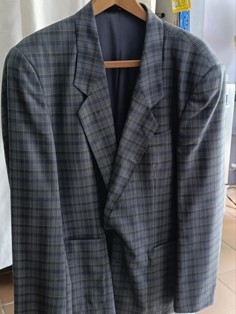 Blazer bleu à carreaux pour homme, Enlèvement, Porté, Taille 52/54 (L), Bleu