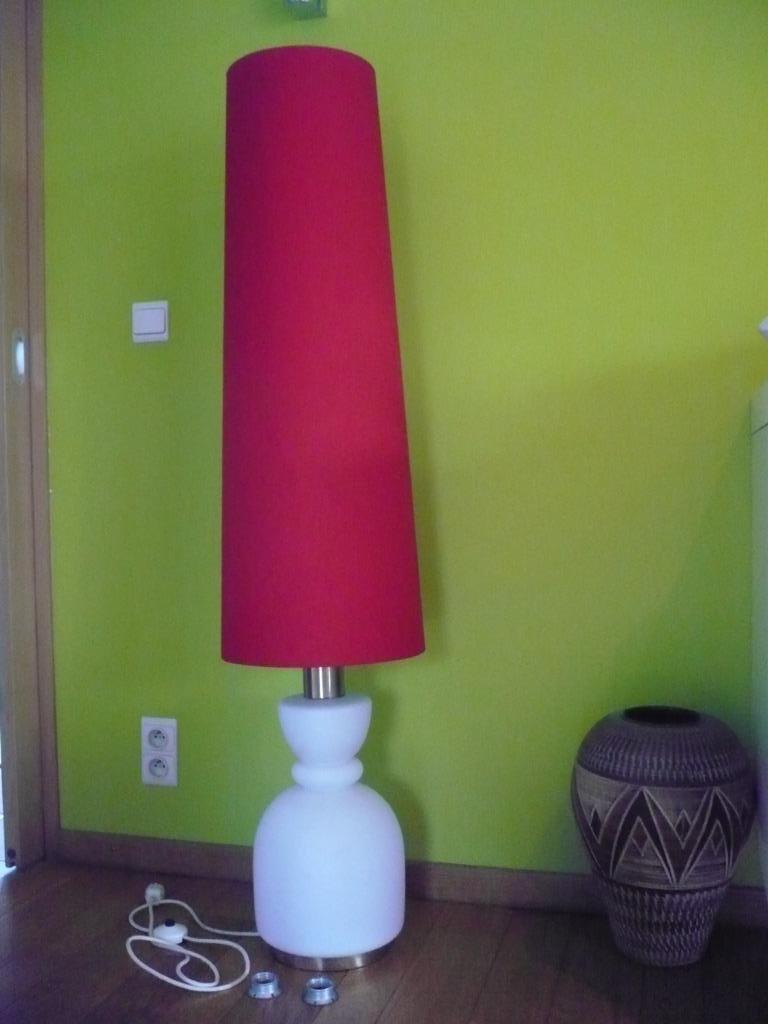 Prachtige grote vintage buislamp / lamp met rode lampenkap., Antiquités & Art, Enlèvement