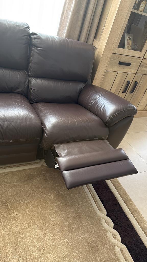 Leren zetel te koop met 4 relaxen, Ophalen, Gebruikt, 3 zit en 2 zit, Leer