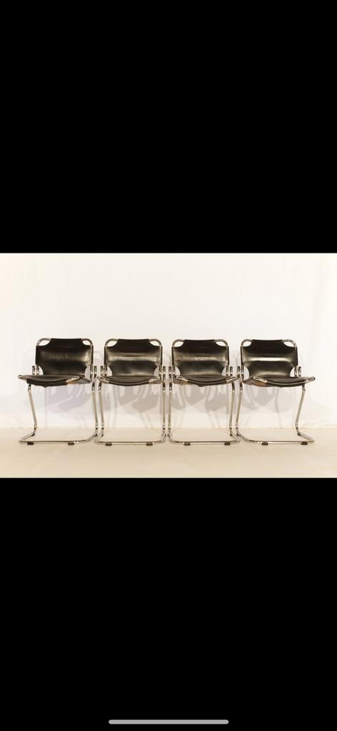 Set de 4 chaises vintage en cuir – design années 70, Antiquités & Art, Enlèvement