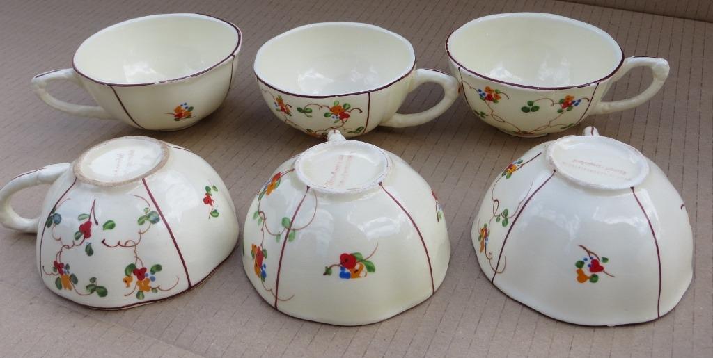 6 kopjes met suikerpot met bloemetjes - vintage, Antiek en Kunst, Ophalen of Verzenden