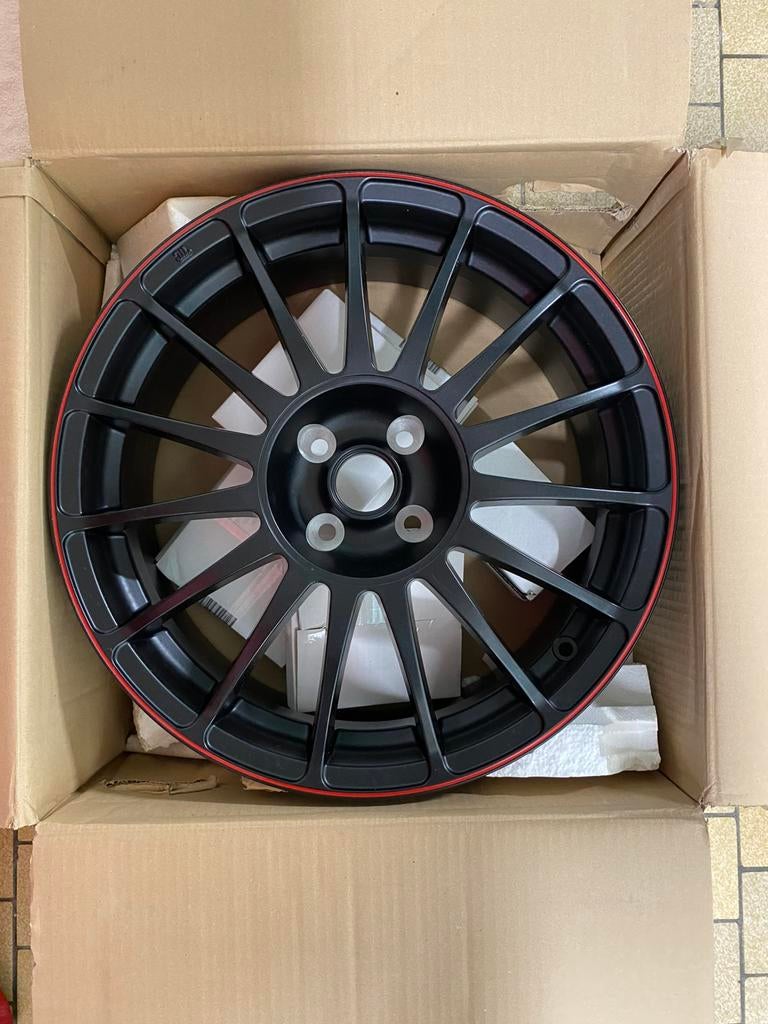 Jantes Monza RS noir mat liseré rouge vif, Neuf, 4 Saisons, 17 pouces, Enlèvement