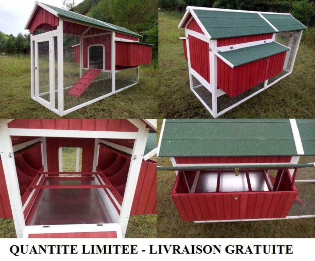 Poulailler XXL abri 12 poules 8 pondoirs abri coq enclos XXL, Envoi, Neuf, Poulailler