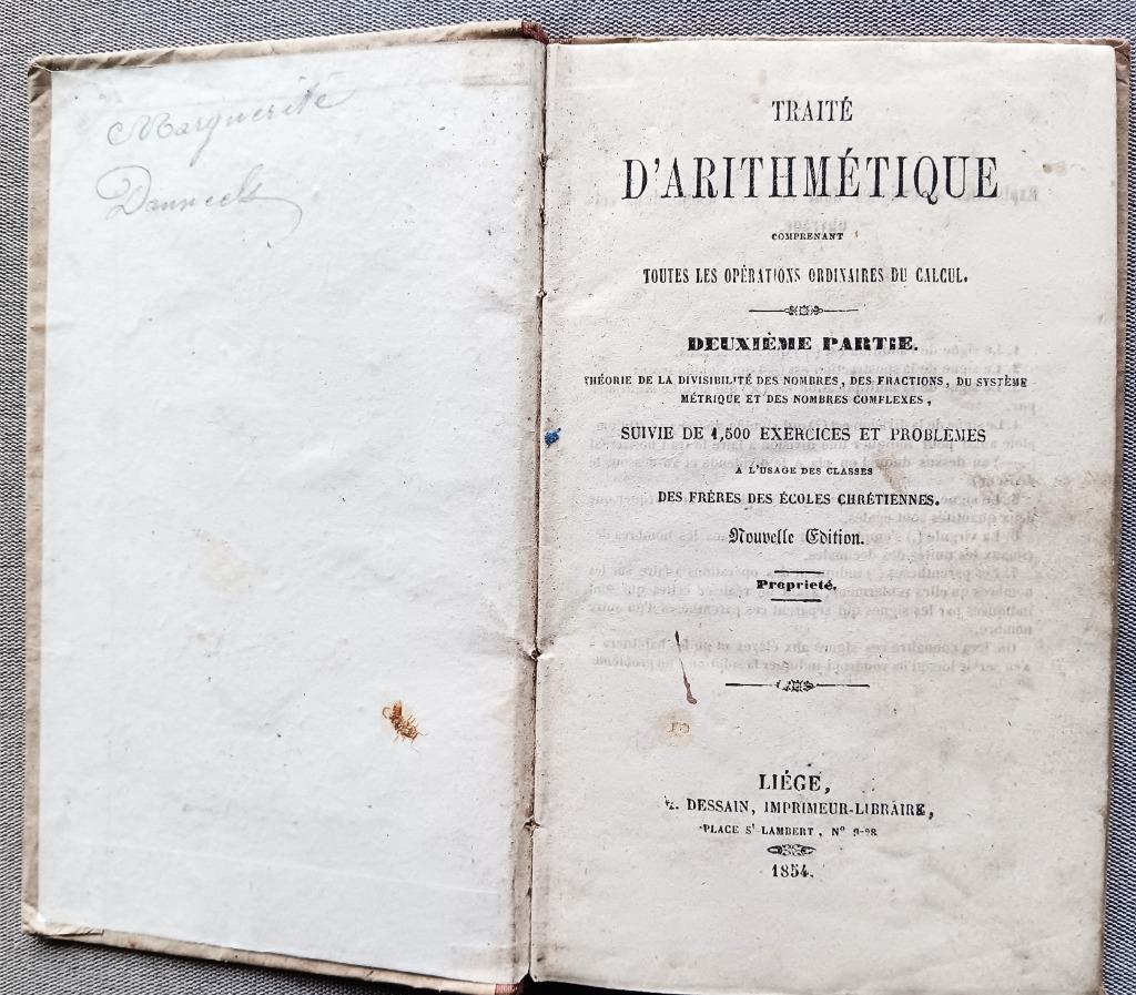 TRAITÉ D'ARITHMÉTIQUE 1854, Enlèvement
