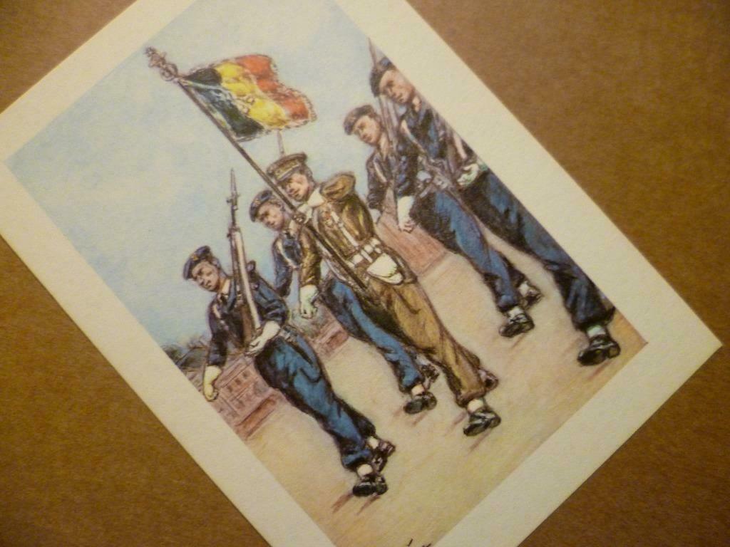 Belgische Cadetten, Nationaal vaandel, 1965, Historia, prent, Envoi, Armée de terre, Vêtements ou Chaussures