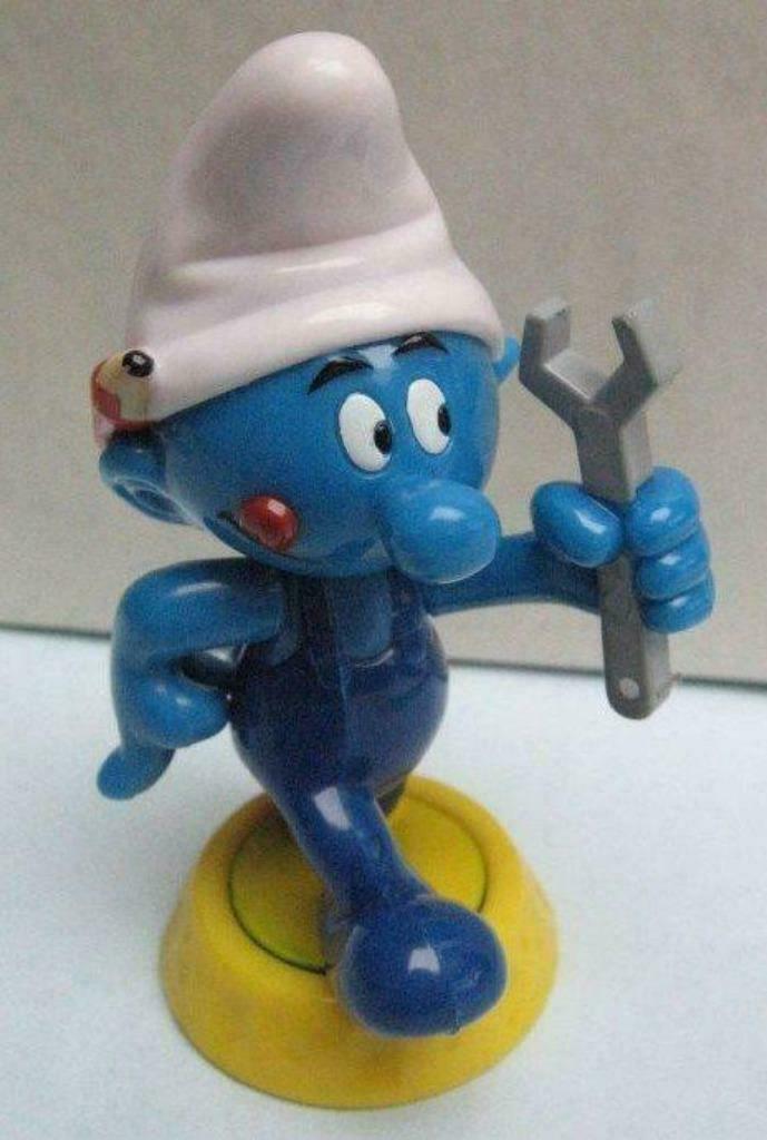 De smurfen : candytopper mechanieker smurf, Ophalen of Verzenden, Zo goed als nieuw, Poppetje, Figuurtje of Knuffel