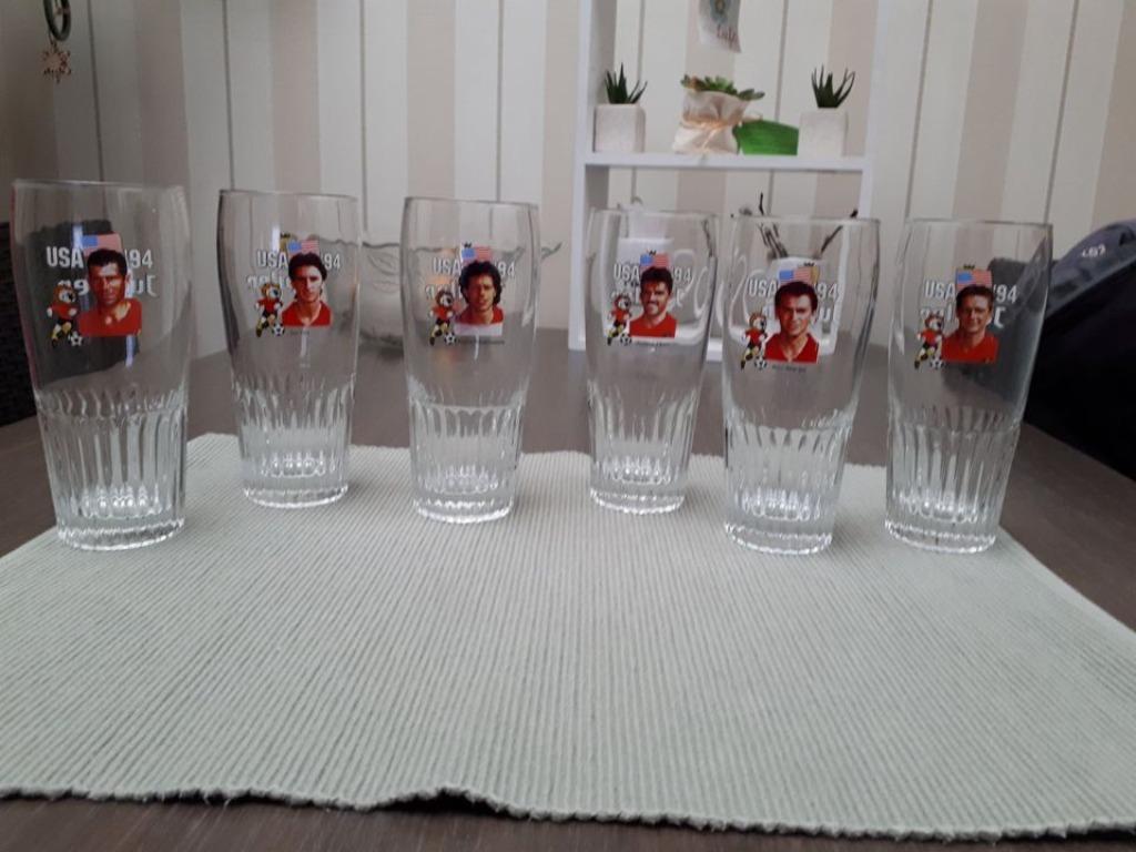 6 bierglazen van voetbal 1994, Ophalen, Zo goed als nieuw, Overige typen
