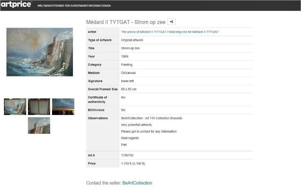 schilderij ref 115 Medard Tytgat a 1750 €, Ophalen
