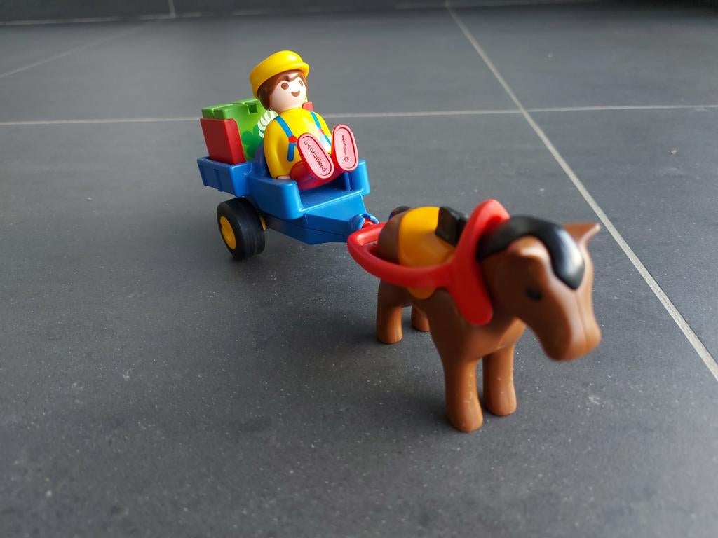 Playmobil 123 boer met paard en wagen, Kinderen en Baby's, Speelgoed | Playmobil, Ophalen of Verzenden, Zo goed als nieuw