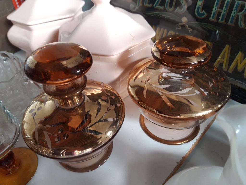2 oude Boudoir potjes in glas, Enlèvement