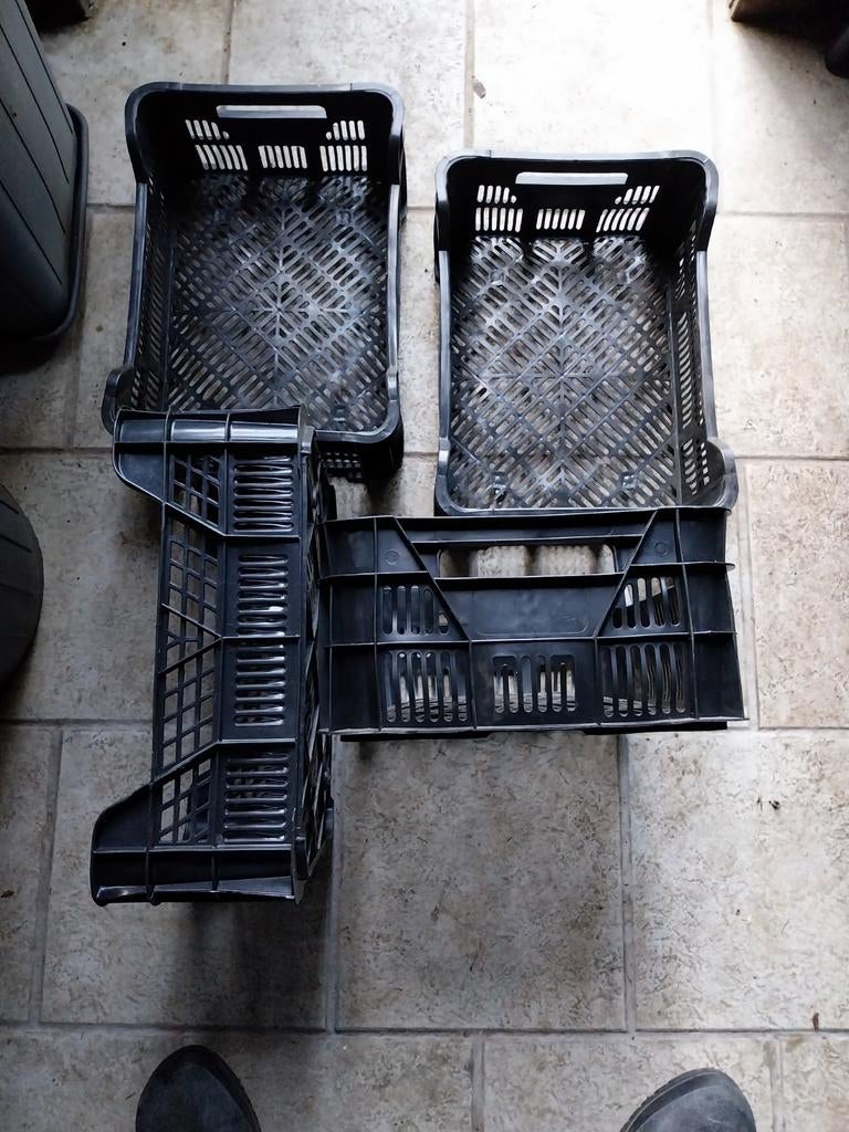 5 goede stapel,sorteerkratjes-bakjes pvc,zwart., Enlèvement