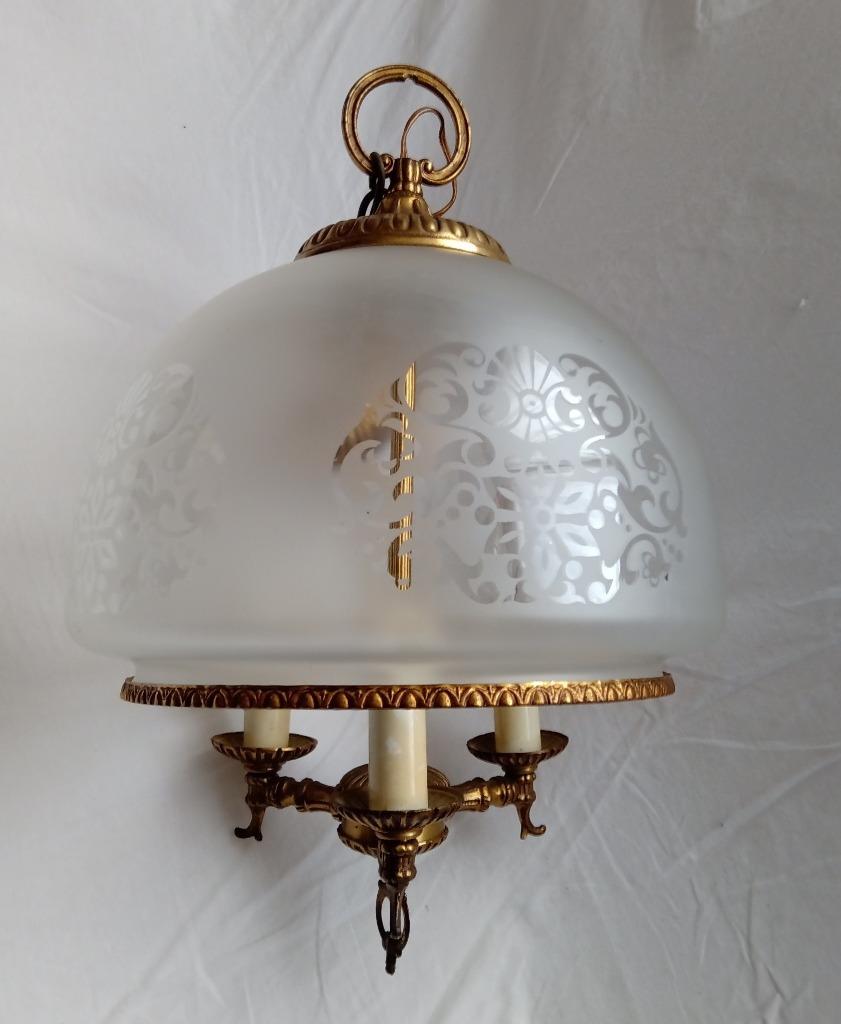 retro glazen hanglamp, Antiek en Kunst, Ophalen
