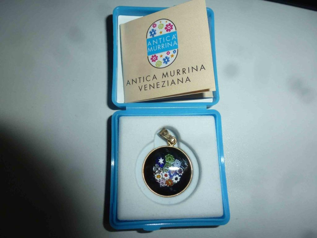 PENDENTIF  MURRINA  de MURANO / VENISE  + Pims, Enlèvement ou Envoi, Comme neuf, Or, Fleur ou Plante