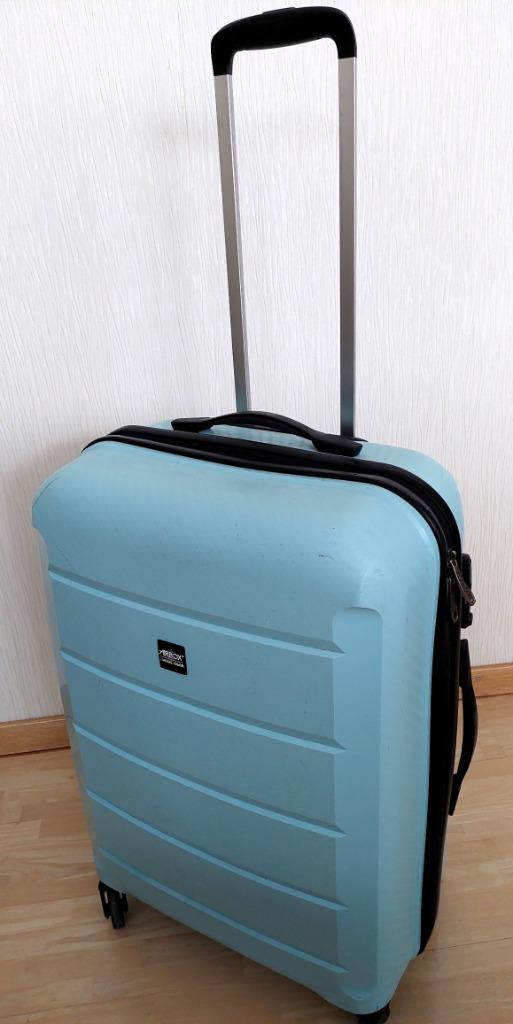 valise airbox aerial armor bleue 4 roues 67cm h. 45cm b., Enlèvement ou Envoi, Plastique dur, Utilisé, 60 à 70 cm