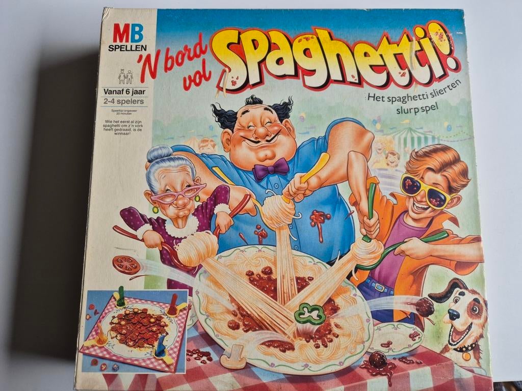 Bord vol spaghetti gezelschapspel MB, Ophalen of Verzenden, Zo goed als nieuw