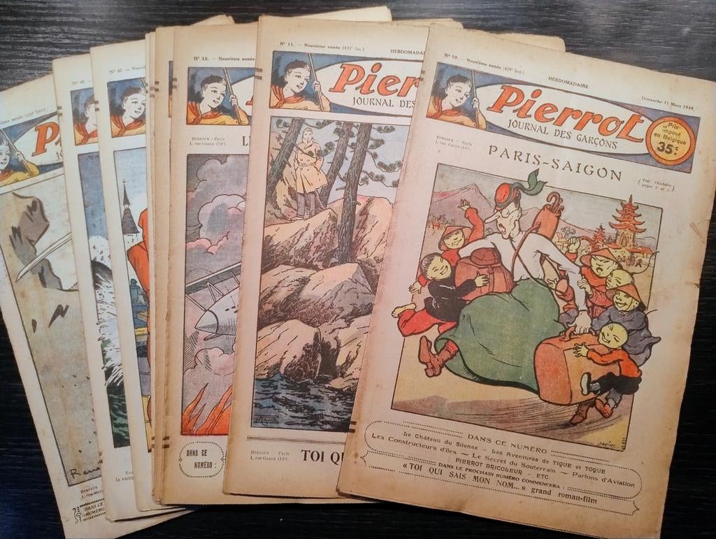 Ensemble de 12 numéros de Pierrot, 1934, Enlèvement, Utilisé, Plusieurs comics, Europe