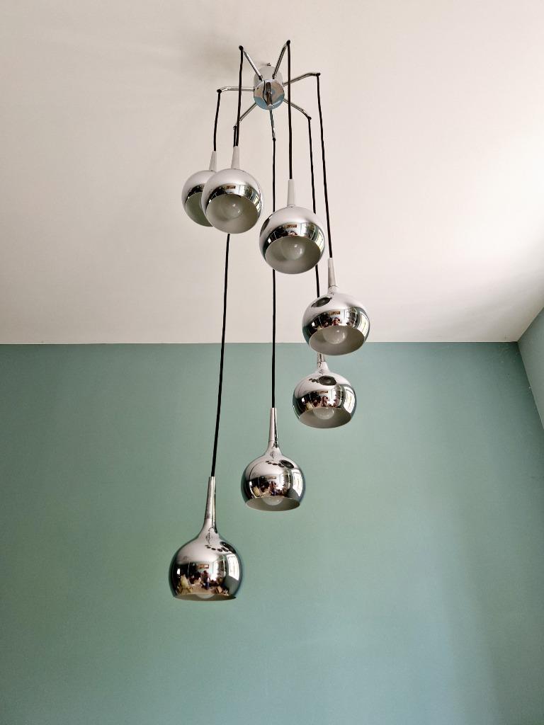 Grand lustre cascade, design Hans-Agne Jakobsson, 1960-70, Antiquités & Art, Enlèvement