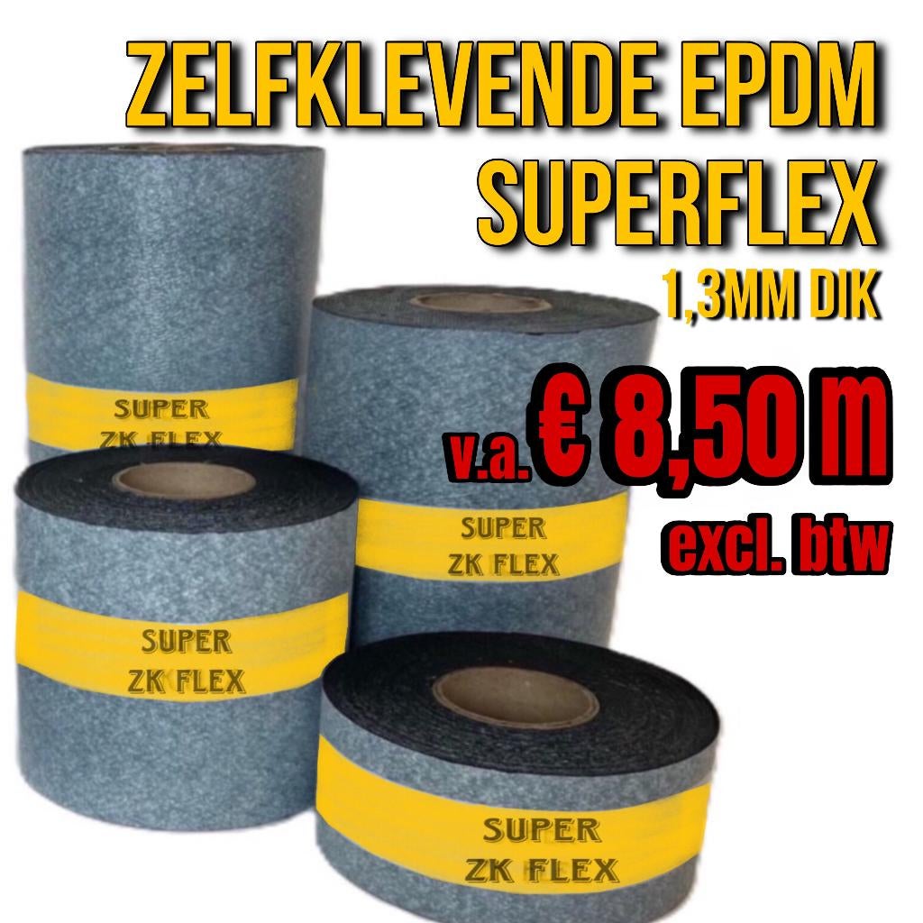 EPDM 1,3mm dik - Zelfklevend 50cm Breed € 8,50m excl., Membrane goudronnée, Enlèvement, Autres matériaux, Neuf