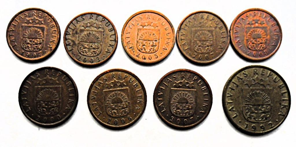 Lot de 9 pièces Lettonie, Enlèvement, Autres pays, Monnaie en vrac