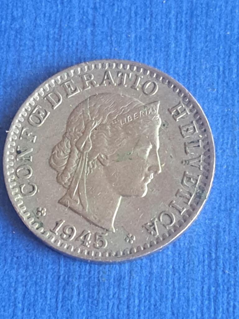 1945 Zwitserland 20 rappen, schaars, Verzenden, Overige landen, Losse munt