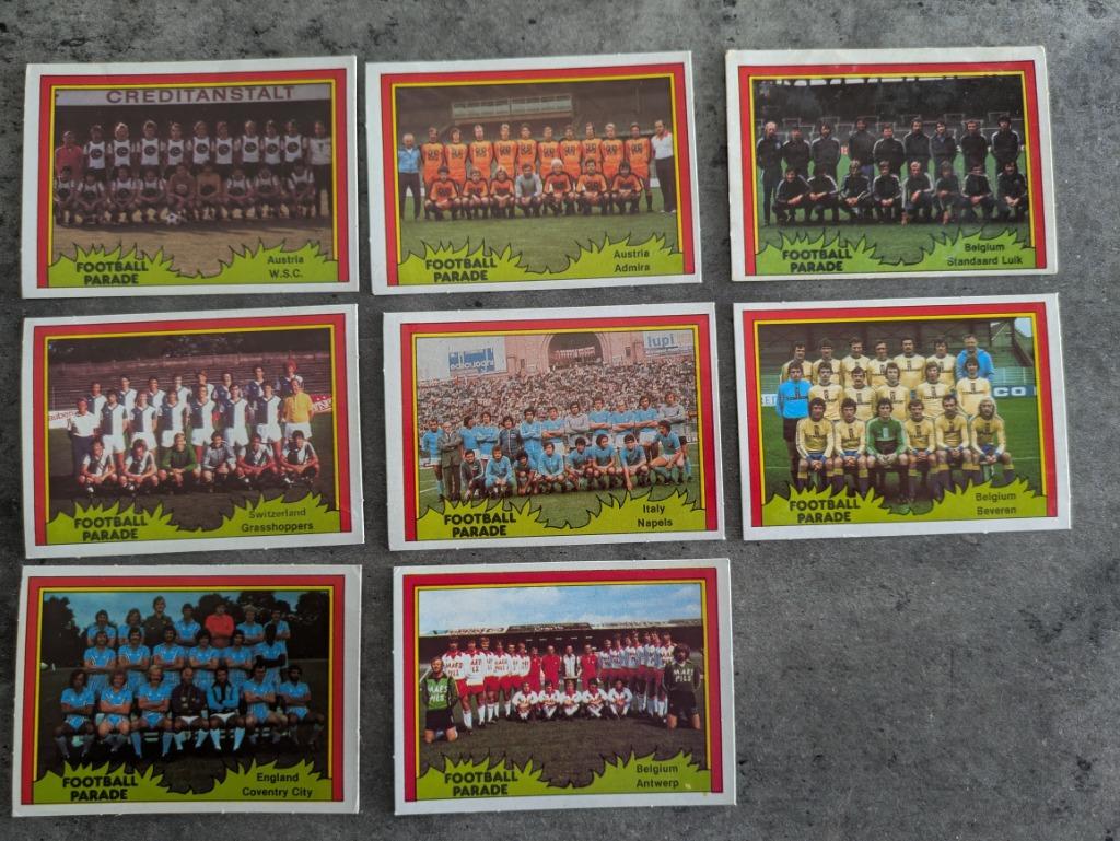 8 CARTES MONTY PICTURES, ÉQUIPES, DÉFILÉ DE FOOTBALL, Envoi