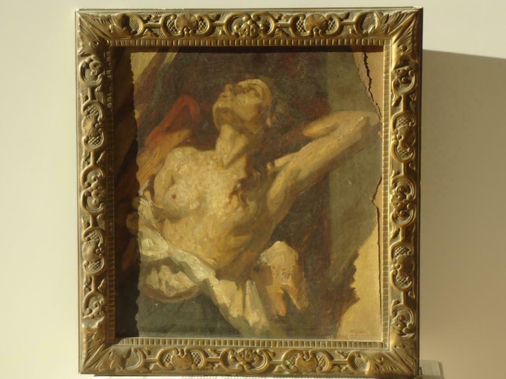 Alfred CLUYSENAAR °1837-1902 studie gouache olieverf naakt, Ophalen