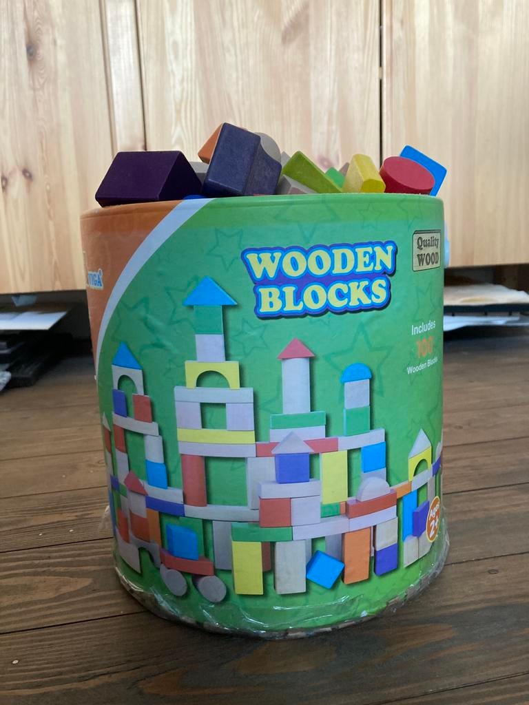 Houten blokken bouwen, Kinderen en Baby's, Speelgoed | Bouwstenen, Ophalen, Zo goed als nieuw