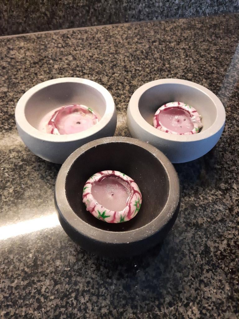 3 potjes voor kaarsen of andere dingen, Ophalen of Verzenden, Grijs