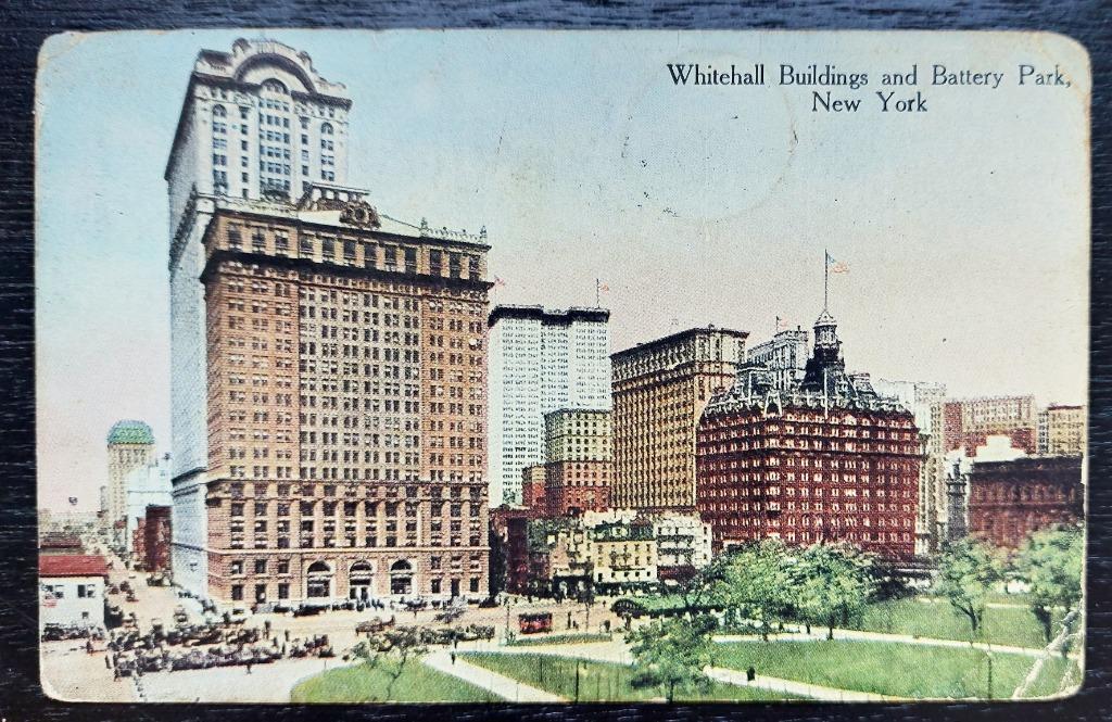 Whitehall Buildings and Battery Park New York, Enlèvement ou Envoi, Avant 1920, Affranchie, Hors Europe