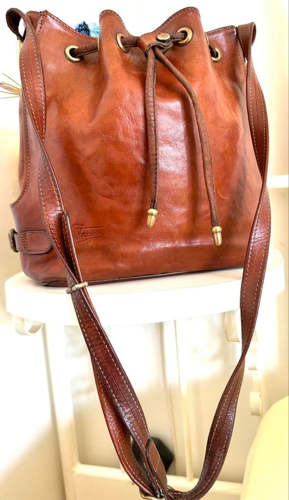 Texier schoudertas, vintage, 30x25, Gebruikt, Leer
