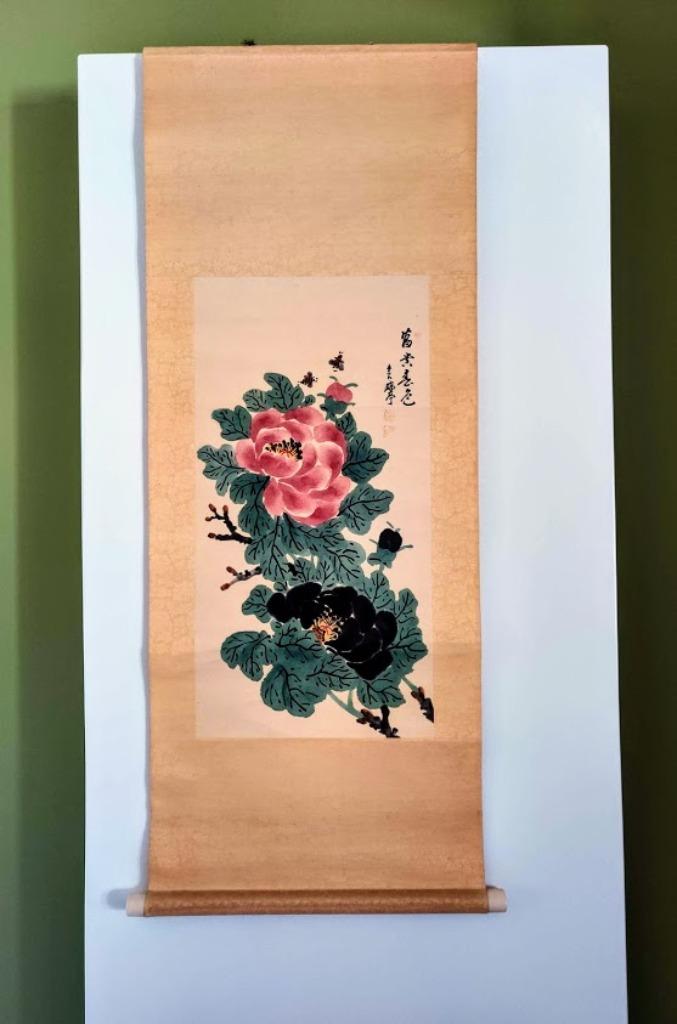 Art asiatique sur rouleau 110 x 47,5 cm, Antiquités & Art, Enlèvement ou Envoi